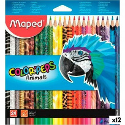Värvimispliiatsid Maped Animals Color' Peps Multicolour 24 Pieces (12 Units)