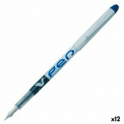 Liquid ink pen Pilot V Pen Disposable Calligraphy Pen Blue Steel 0,4 mm (12 Units)