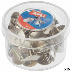 Drawing pins Apli Silver nickel (16 Units)