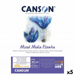 Блокнот для рисования Canson Mixed Media Essentia A4, 30 листов, белый, натуральный (5 шт.)