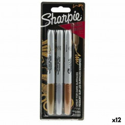 Set of Felt Tip Pens Sharpie Multicolour metal 3 Pieces 1 mm (12 Units)