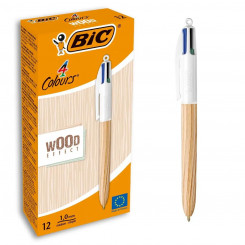 Pen Bic Wood Effect 0,32 mm Multicolour (12 Units)