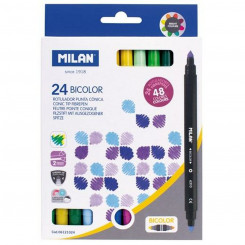 Set of Felt Tip Pens Milan Bicoloured 24 Pieces