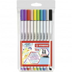 Набор фломастеров Stabilo Pen 68, кисть, 10 шт., разноцветные