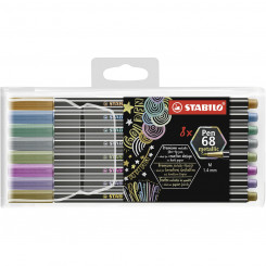 Набор фломастеров Stabilo Pen 68 металлик, 8 шт., разноцветные