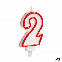 Küünla sünnipäeva number 2 punane valge (12 ühikut)