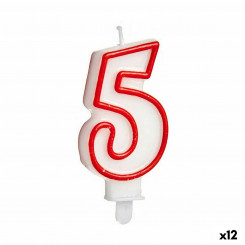 Küünla sünnipäeva number 5 punane valge (12 ühikut)
