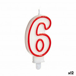Küünla sünnipäeva number 6 punane valge (12 ühikut)