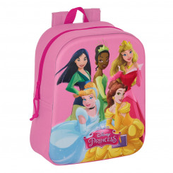 School Bag Princesses Disney 3D Pink 22 x 27 x 10 cm