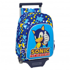 School Rucksack with Wheels Sonic Speed 26 x 34 x 11 cm Blue
