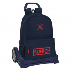 School Rucksack with Wheels Munich Flash Navy Blue 30 x 46 x 14 cm