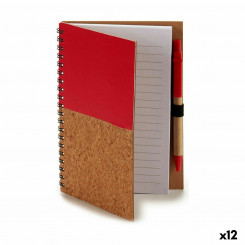 Spiral Notebook with Pen 12,5 x 18 cm Wood (12 Units)