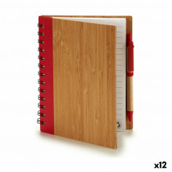 Spiral Notebook with Pen Bamboo 1 x 18 x 14 cm (12 Units)