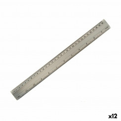 Ruler Aluminium Silver 0,5 x 35,5 x 4 cm (12 Units)