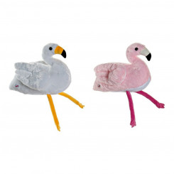 Fluffy toy DKD Home Decor 34 x 25 x 27 cm Pink White Children's Pink flamingo (2 Units)