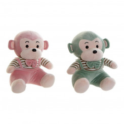 Пушистая игрушка DKD Home Decor 23 x 20 x 27 см Розовый Зеленый Детская Обезьянка (2 шт.)