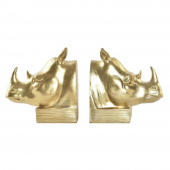 Bookend DKD Home Decor Golden Rhinoceros 15 x 7,5 x 14,5 cm Resin Colonial
