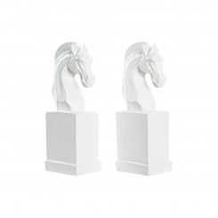Bookend DKD Home Decor Valge male 10 x 7 x 24 cm Horse Resin