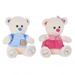 Teddy Bear DKD Home Decor 27 x 20 x 30 cm Beige Blue Pink Children's Bear (2 Units)