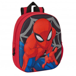 3D koolikott Spiderman Must Punane 27 x 33 x 10 cm