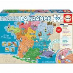 Детский пазл: Карта департаментов и регионов Франции (150 деталей)