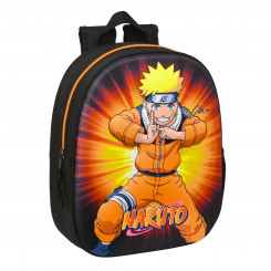 3D Школьная сумка Наруто Черный Оранжевый 27 х 33 х 10 см