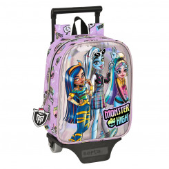 School Rucksack with Wheels Monster High Best boos Lilac 22 x 27 x 10 cm