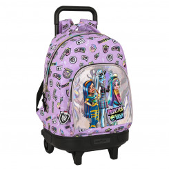 School Rucksack with Wheels Monster High Best boos Lilac 33 X 45 X 22 cm