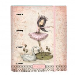 Ring binder Santoro Swan lake Grey Pink 27 x 32 x 3.5 cm