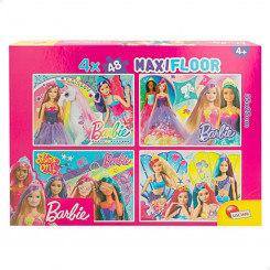 Набор из 4 пазлов Barbie MaxiFloor, 192 детали, 35 x 1,5 x 25 см.