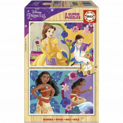 2-Puzzle Set Princesses Disney Bella + Vaiana 25 Pieces
