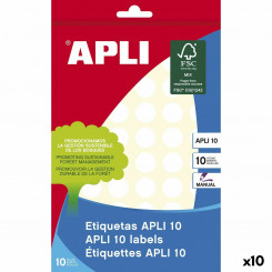 Adhesive labels Apli White Ø 1,3 cm 10 Sheets (10Units)