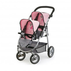 Doll Stroller Reig Grey Pink Twinned