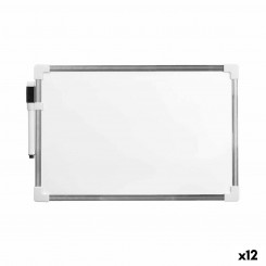 Magnetic Board with Marker White Aluminium 20 x 30 cm (12 Units)