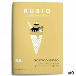 Maths exercise book Rubio Nº 5A A5 Spanish 20 Sheets (10 Units)