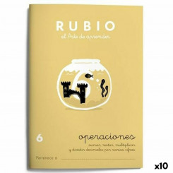 Maths exercise book Rubio Nº 6 A5 Spanish 20 Sheets (10 Units)