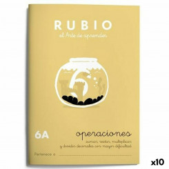 Maths exercise book Rubio Nº 6A A5 Spanish 20 Sheets (10 Units)