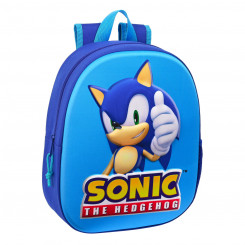 3D School Bag Sonic Speed Blue 27 x 33 x 10 cm