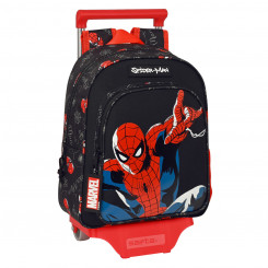 School Rucksack with Wheels Spiderman Hero Black (27 x 33 x 10 cm)