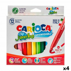 Set of Felt Tip Pens Carioca Jumbo Multicolour 12 Pieces (4 Units)