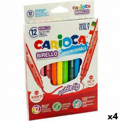 Set of Felt Tip Pens Carioca Birello Multicolour 12 Pieces Double-ended (4 Units)