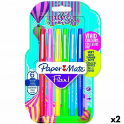 Set of Felt Tip Pens Paper Mate Flair Multicolour 6 Pieces (2 Units)