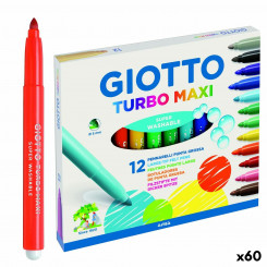 Set of Felt Tip Pens Giotto Turbo Maxi Multicolour (60 Units)