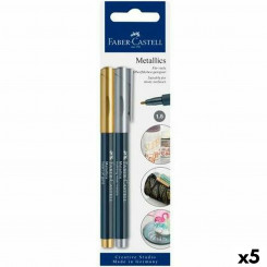 Set of Felt Tip Pens Faber-Castell Creative Studio Metallics Golden Metal (5 Units)