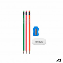 Pencil Set Pencil Sharpener Eraser (12 Units)