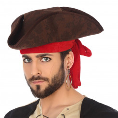 Шляпа Пиратская Коричневая Красная