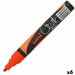 Маркер жидкий меловой Uni-Ball PWE-5M Fluor Orange (6 шт.)