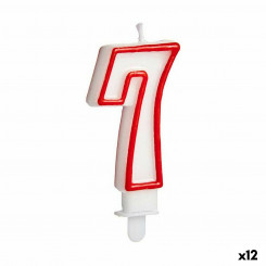 Küünla sünnipäeva number 7 punane valge (12 ühikut)