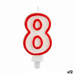 Küünla sünnipäeva number 8 punane valge (12 ühikut)