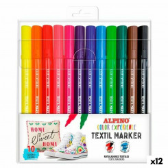 Set of Felt Tip Pens Alpino Textil Maker Multicolour (12 Units)
